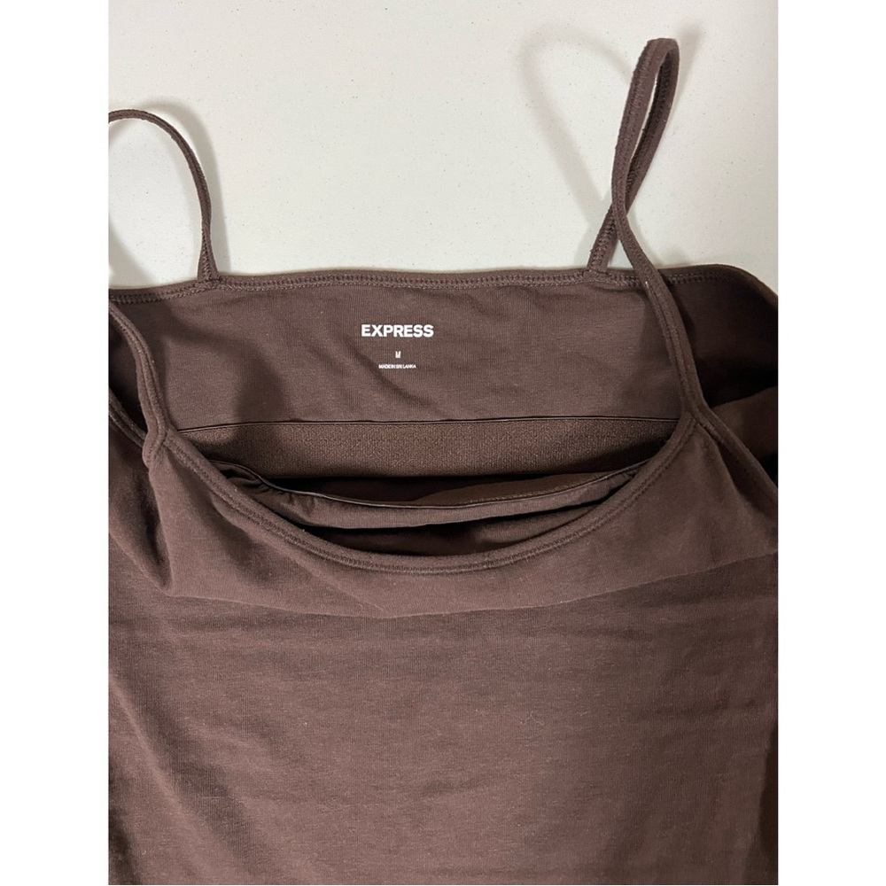 Express Brown Solid Shelf-Bra Cami Camisole Tank … - image 5